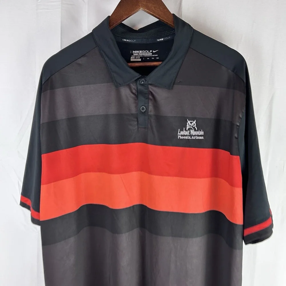 Nike Golf Tour Performance Dri-FIT Polo Shirt Striped Mens XXL Lookout Mountain‎